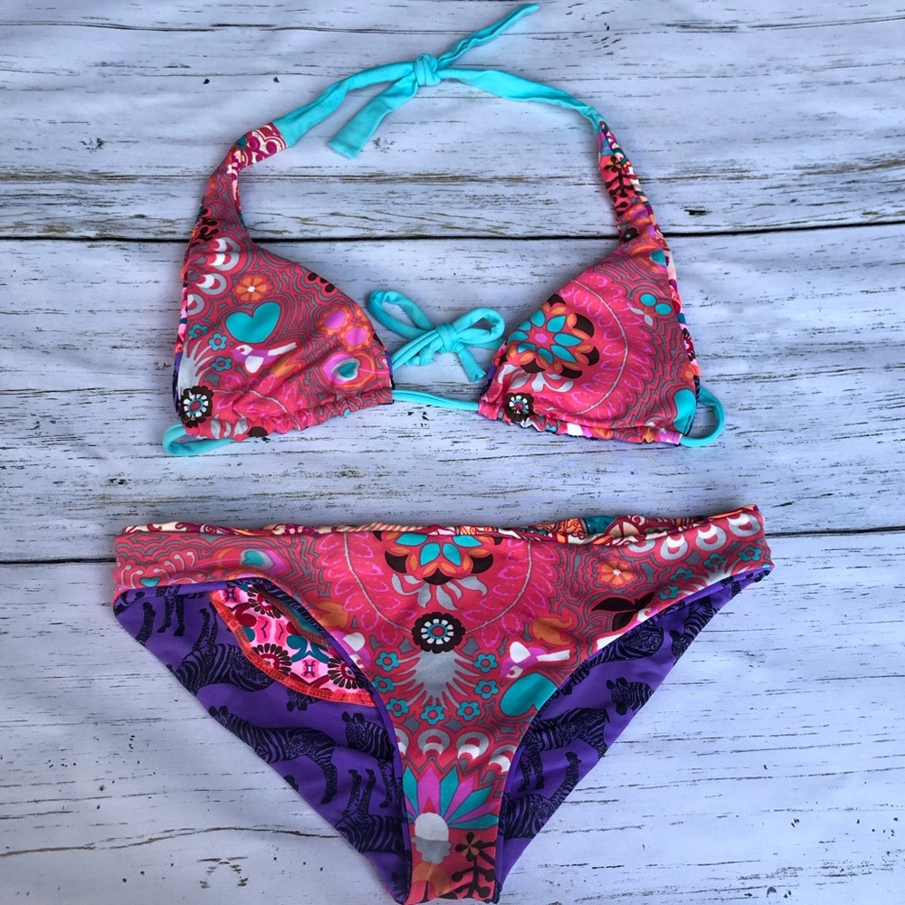 Maaji Reversible Pink floral/Zebra bikini
